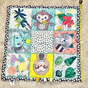 Infantino Multicolor Patchwork Animal Play Mat - Blue, Green, Yellow, Coral